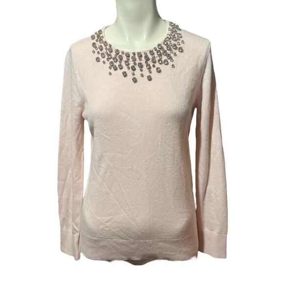 NWT Kate Spade Sweater Small Do Wonders Crystal Embellished Blush Pink NEW - Picture 1 of 5